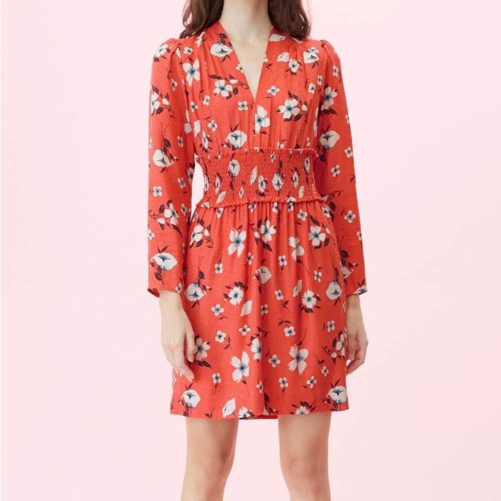 Rebecca Taylor Daniella Floral V-neck Dress in Punch Combo